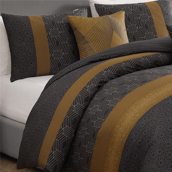 Bebejan® Golden Hex Cotton Sateen 5pc. Reversible Comforter Set