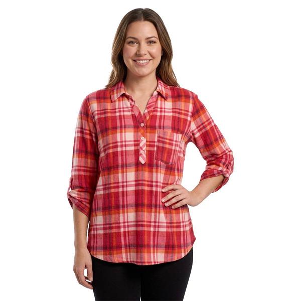 Plus Size Emily Daniels 3/4 Sleeve Plaid Blouse - image 