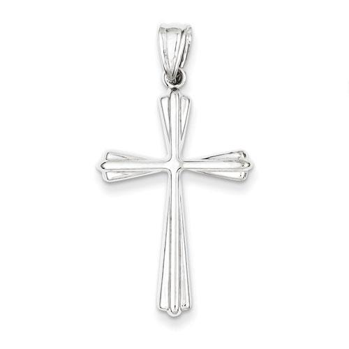 Unisex Gold Classics(tm) 14kt. Polished White Gold Cross Pendant - image 