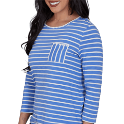 Womens Ruby Rd. Game of Luxe Long Sleeve Stripe Tee