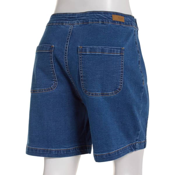 Womens Bleu Denim 7in. Denim Side Sailor Button Shorts