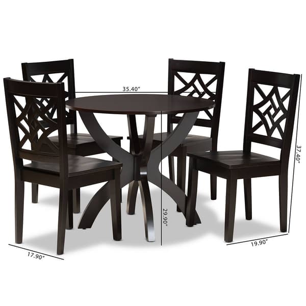 Baxton Studio Anila Dark Brown Finished Wood 5pc. Dining Set