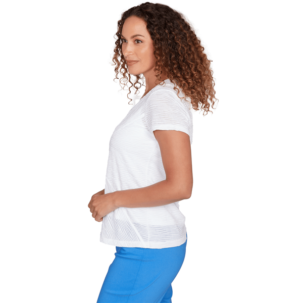 Petite Hearts of Palm Smooth Sailing Wavy Stripe Blouse