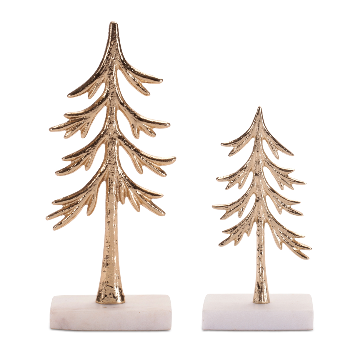 Melrose Modern Metal Trees on Marble Base - Set of 2