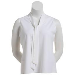 Womens Kasper Solid Tie Neck Blouse