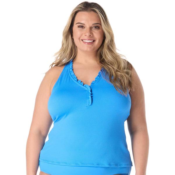 Plus Size Beach House Ruffle Trim Nina Tankini Swim Top