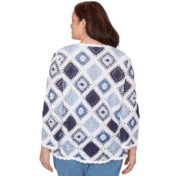 Plus Size Alfred Dunner Austin Long Sleeve Crochet Sweater