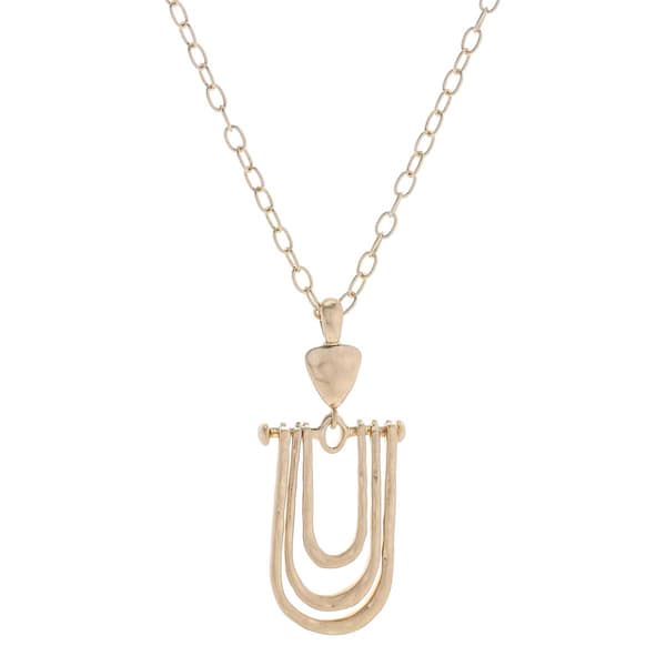 Bella Uno Worn Gold-Tone Open U Pendant Necklace - image 