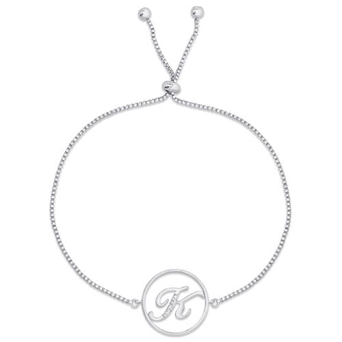Accents by Gianni Argento Diamond Plated Initial K Adj. Bracelet - image 