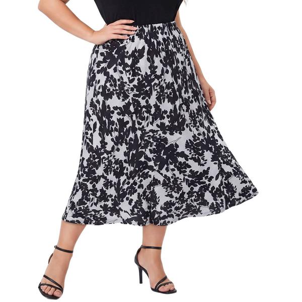 Plus Size NY Collection Pull On Hacchi Skirt Floral - image 