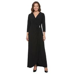 Womens Connected Apparel 3/4 Sleeve Rhinestone Pin Maxi Dress