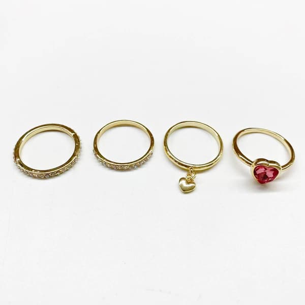 Ashley 4pc. Gold-Tone Stackable Heart Charm Ring Set - image 