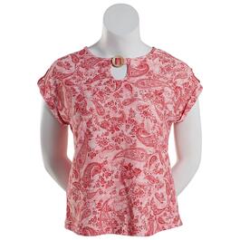 Womens Cure Short Sleeve Keyhole Top - Pink/White
