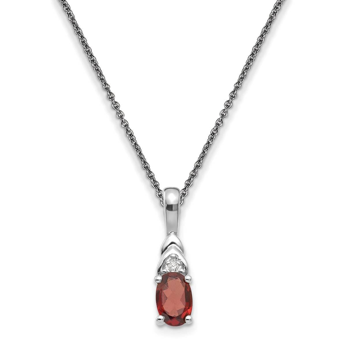 14kt. White Gold Garnet Diamond Necklace