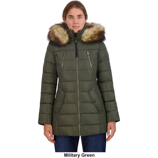 Womens Nautica Puffer Jacket with Faux Fur Hood