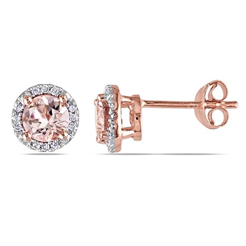 Gemstone Classics(tm) Diamond & 1ctw. Morganite Stud Earrings - image 