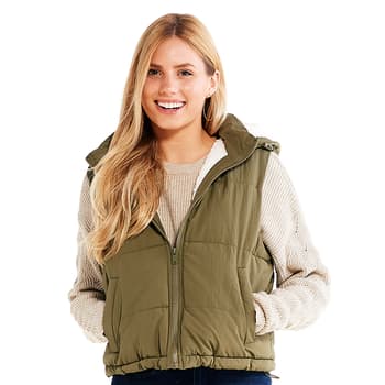 Juniors Love Tree Sherpa Lined Hooded Puff Vest - Boscov's