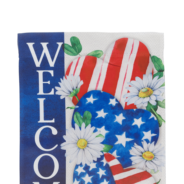 Northlight Stars and Stripes Hearts "Welcome" Garden Flag