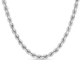 Sterling Silver 22in. Diamond Cut Link Chain Rope Necklace