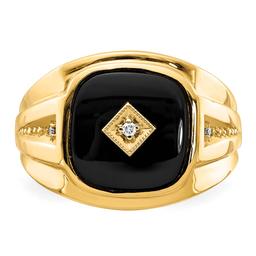 Mens Gentlemens Classics™ 14kt. Gold Onyx & Middle Diamond Ring