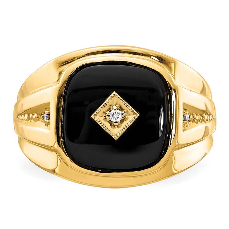 Mens Gentlemens Classics™ 14kt. Gold Onyx & Middle Diamond Ring