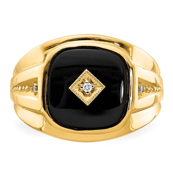 Mens Gentlemens Classics&#8482; 14kt. Gold Onyx & Middle Diamond Ring