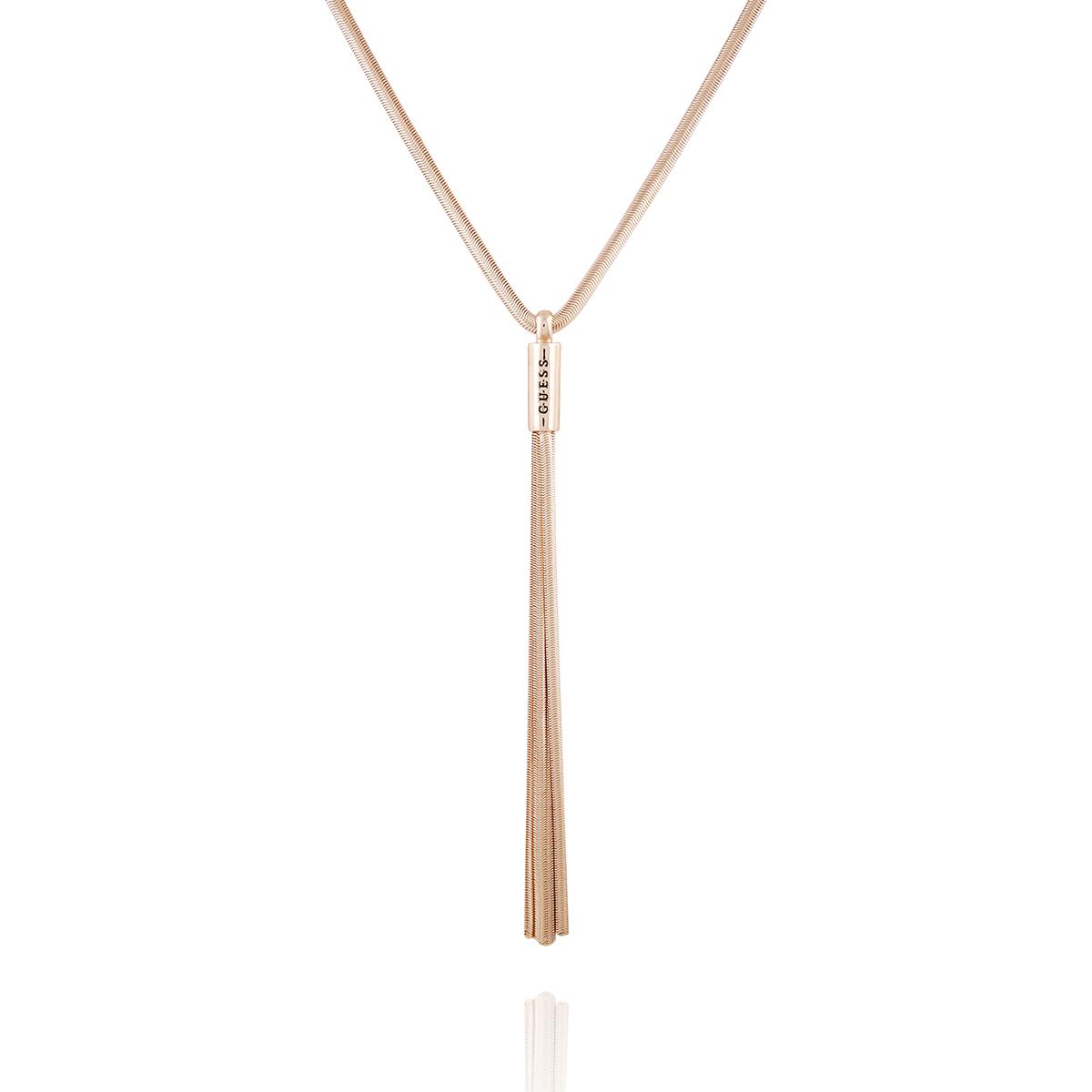 GUESS Gold-Tone Logo & Tassel Snake-Chain Lariat Y-Necklace