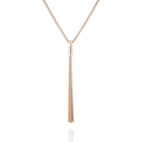 Guess Gold-Tone Logo & Tassel Snake-Chain Lariat Y-Necklace - image 