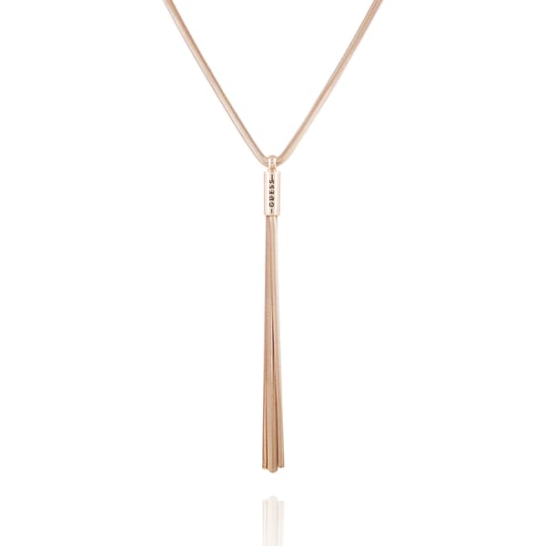 Guess Gold-Tone Logo & Tassel Snake-Chain Lariat Y-Necklace - image 