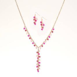 Ashley Cooper&#40;tm&#41; Lariat Chain Glass Beaded Necklace & Earrings Set