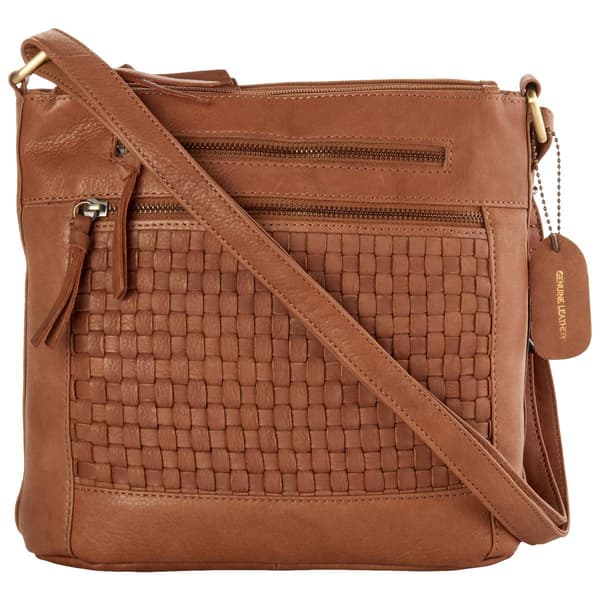 Great American Leatherworks Woven Panel Bucket Crossbody - image 