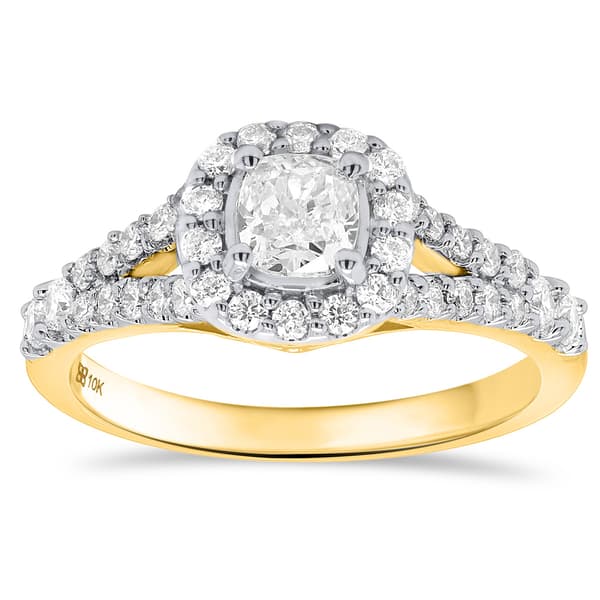 Nova Star(R) Gold Lab Grown Cushion Shape Halo Split Shank Ring - image 