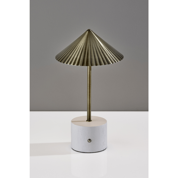 Adesso Mika Cordless LED Table Lamp with Antique Brass Shade