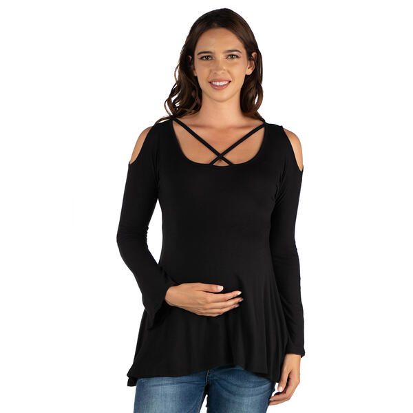 Plus Size 24/7 Comfort Apparel Criss Cross Tunic Maternity Top - image 