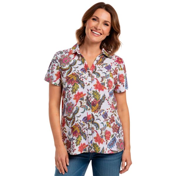 Petite Hasting & Smith Short Sleeve Crinkle Split Neck Blouse - image 