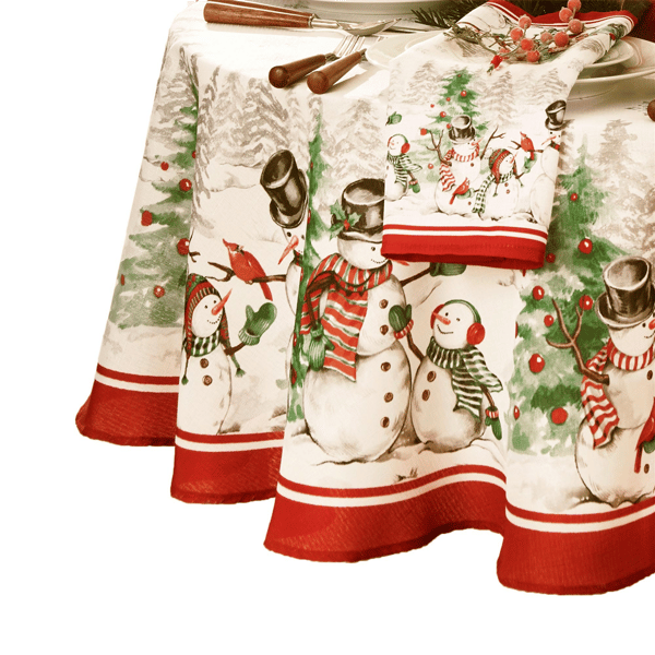 Threadmade Snowman Winterland Holiday Snowflake Tablecloth