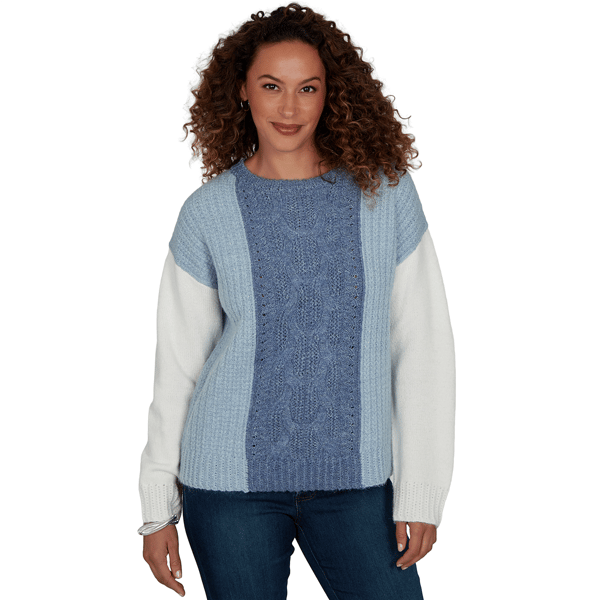 Womens Skye’s the Limit Icy Blue Sparkle Long Sleeve Colorblock - image 