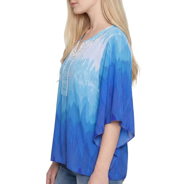 Womens NY Collection Watercolor Ombre Poncho Blouse
