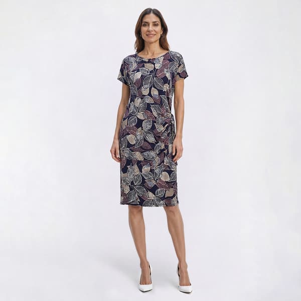 Womens Sami & Jo Short Sleeve Leaf Sarong Sheath Dress - image 