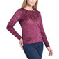 Womens NY Collection Long Sleeve Solid Burnout Velvet Pullover - image 1