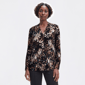 Petite AK Anne Klein Long Sleeve Split Neck Leaf Blouse - image 1