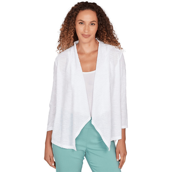 Womens Heart''s of Palm Fresh Start Solid Wavy Stripe 3/4 Sleeve - image 