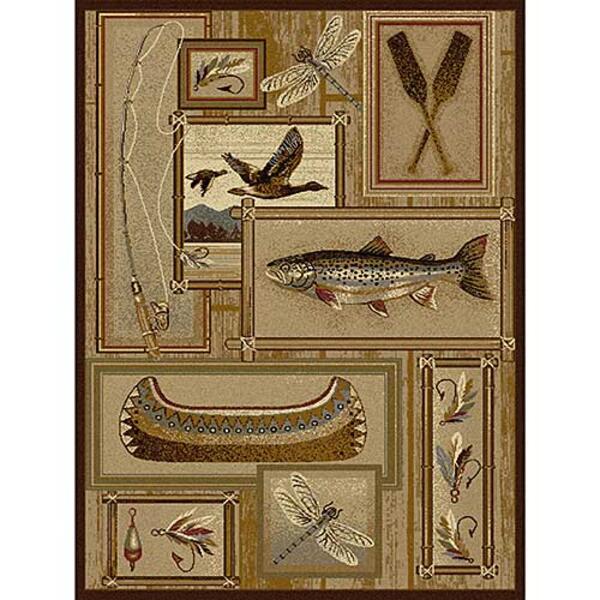 Tayse Nature Trout Fishing Lodge Area Rug - Ivory - image 
