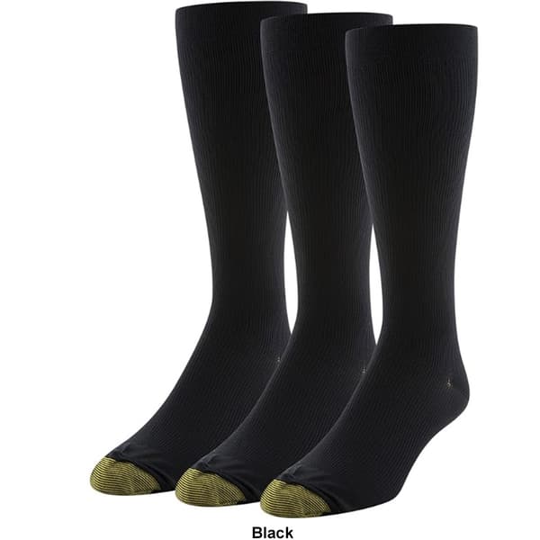 Mens Gold Toe&#174; 3pk. Wellness Compression Rib Over The Calf Socks