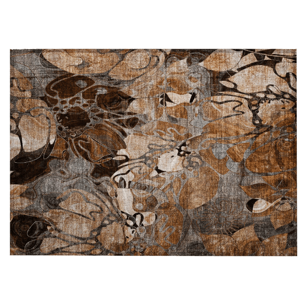 HomeRoots Chocolate Terracotta & Ivory Abstract Accent Rug