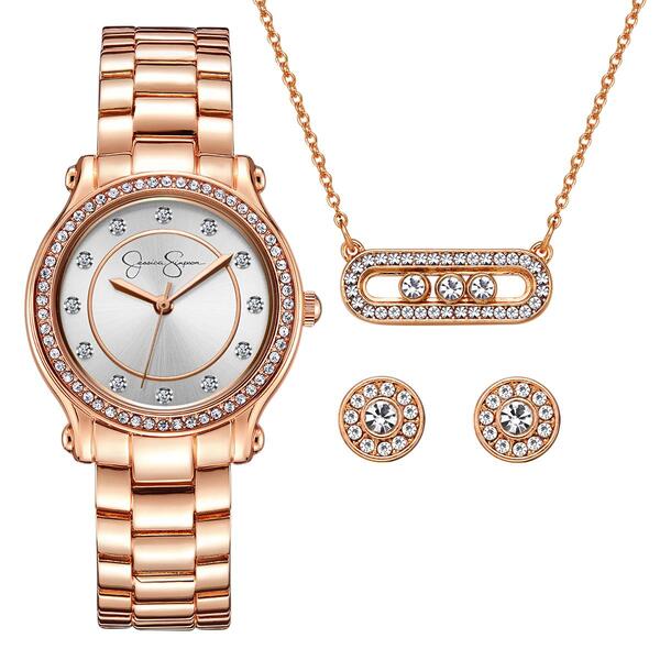 Jessica Simpson Rose Gold-Tone Crystal Watch Set - JSP8006RG - image 