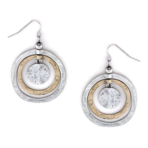 Ruby Rd. Two-Tone Triple Circle Drop Earrings - image 