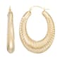 Evergold 14kt. Gold over Resin 27x22mm Oval Rib Hoop Earrings - image 1