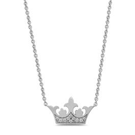 Enchanted Disney&#174; White Gold 1/10ctw. Diamond Crown Necklace