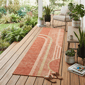 HomeRoots Salmon Abstract Washable Indoor Outdoor Runner Rug - image 1